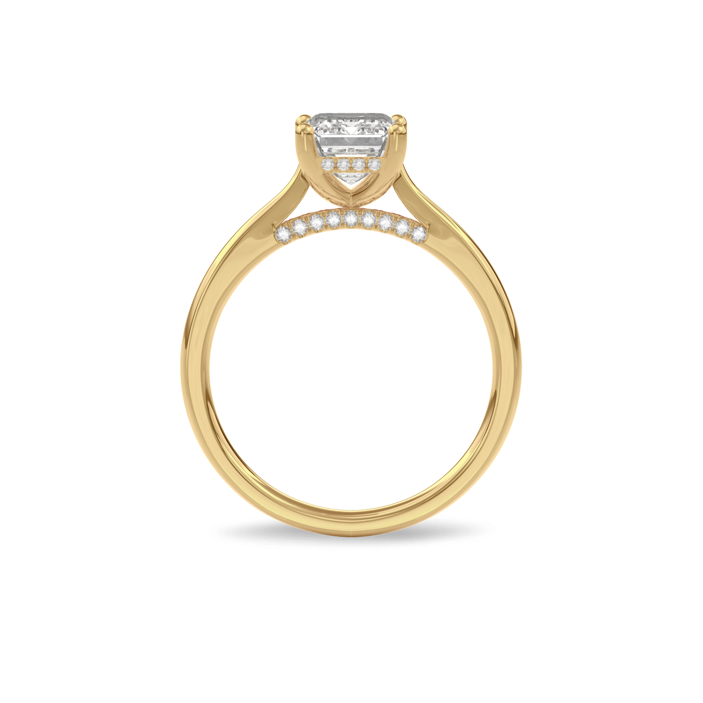 Elara Hidden Halo Salitaire Engagement Ring Emerald•Yellow Gold