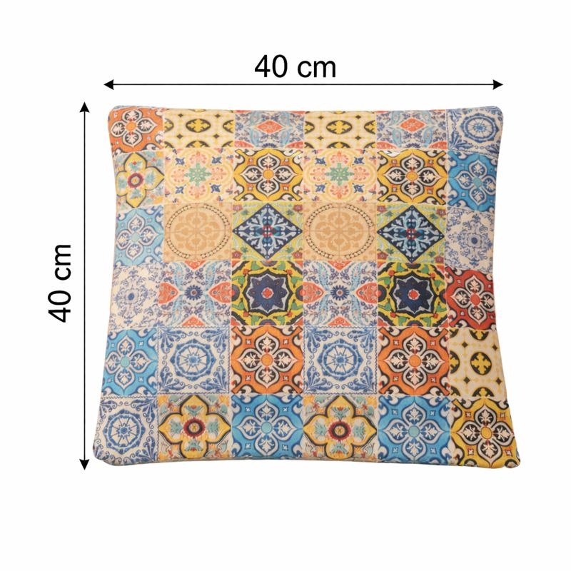 Hand-Printed Persian Heritage Tile Cushion Design 1001