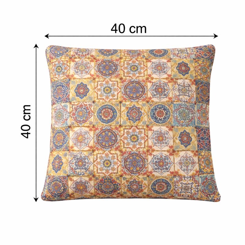 Hand-Printed Persian Heritage Tile Cushion Design 1002