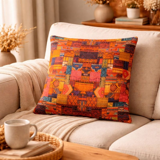 Hand-Printed Persian Heritage Tile Cushion Design 1003