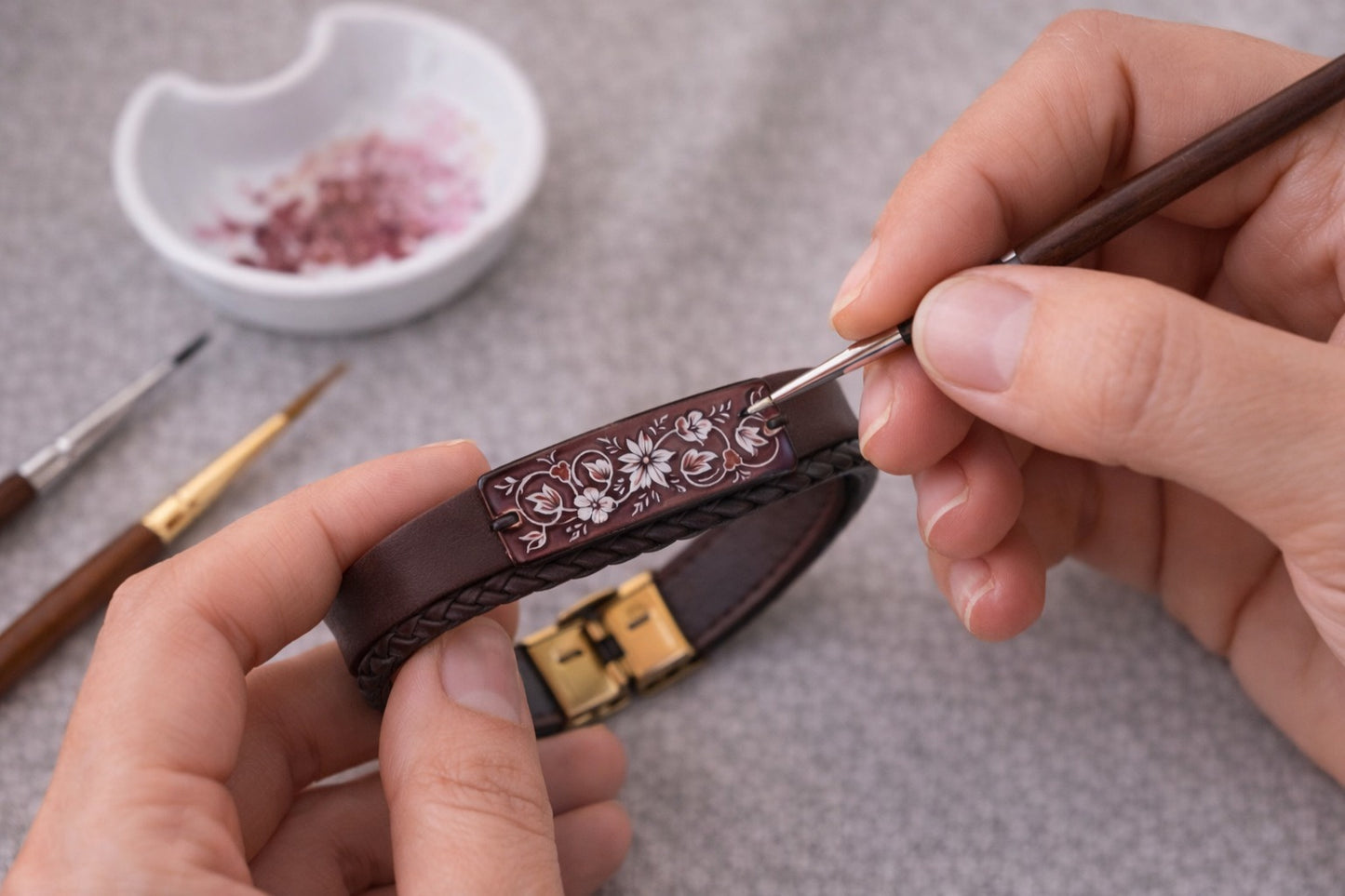 Minakari Leather Bracelet Design 1010