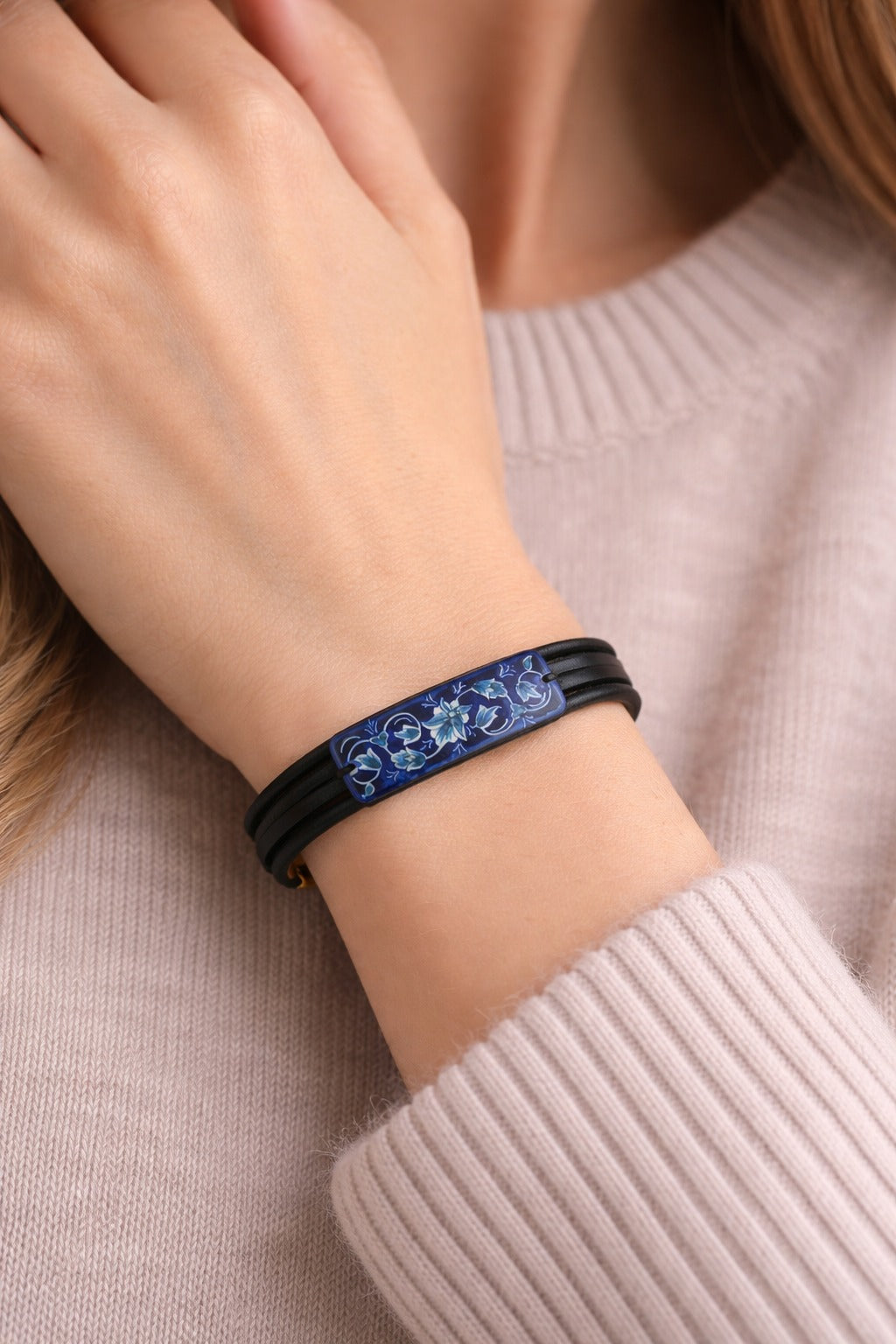 Minakari Leather Bracelet Design 1001