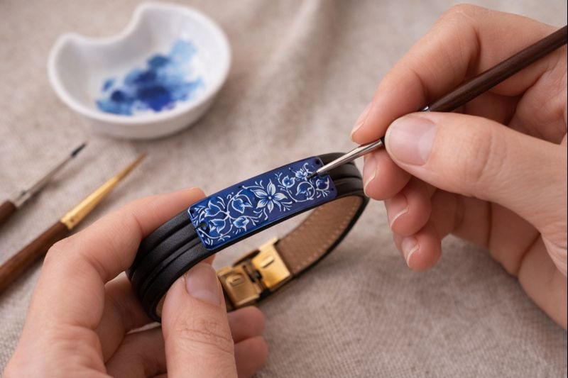 Minakari Leather Bracelet Design 1002