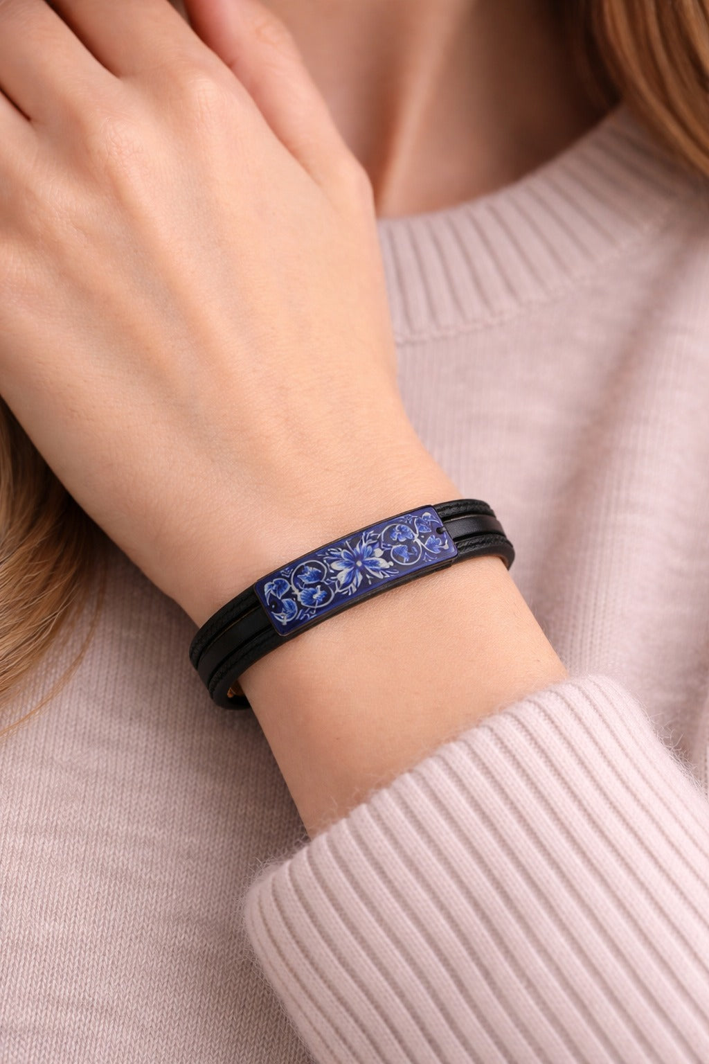 Minakari Leather Bracelet Design 1002