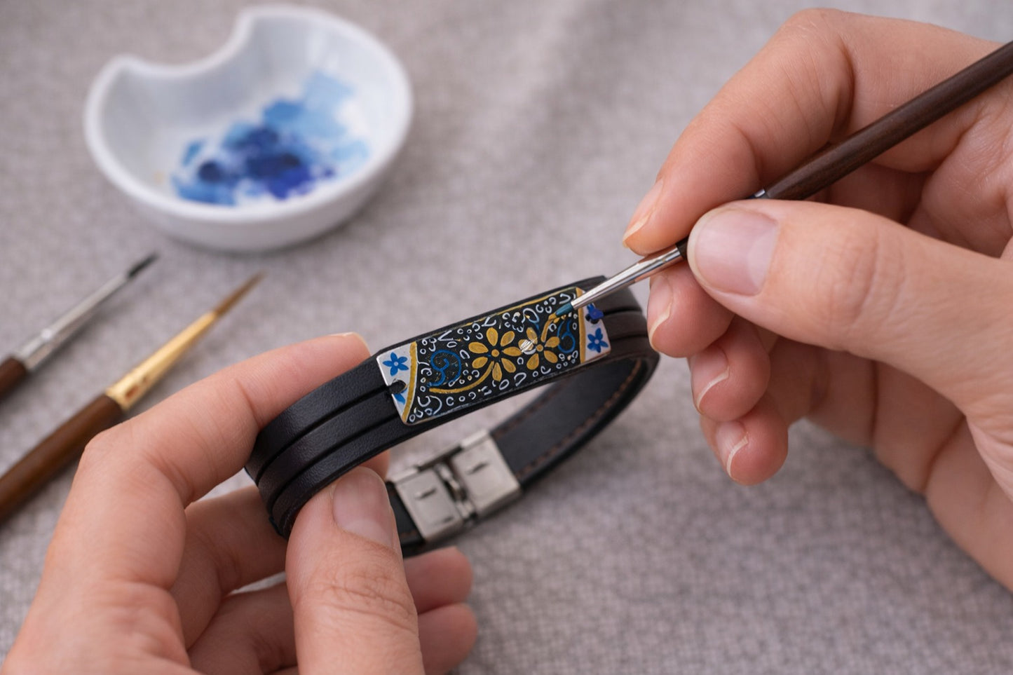 Minakari Leather Bracelet Design 1008