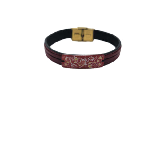 Minakari Leather Bracelet Design 1009