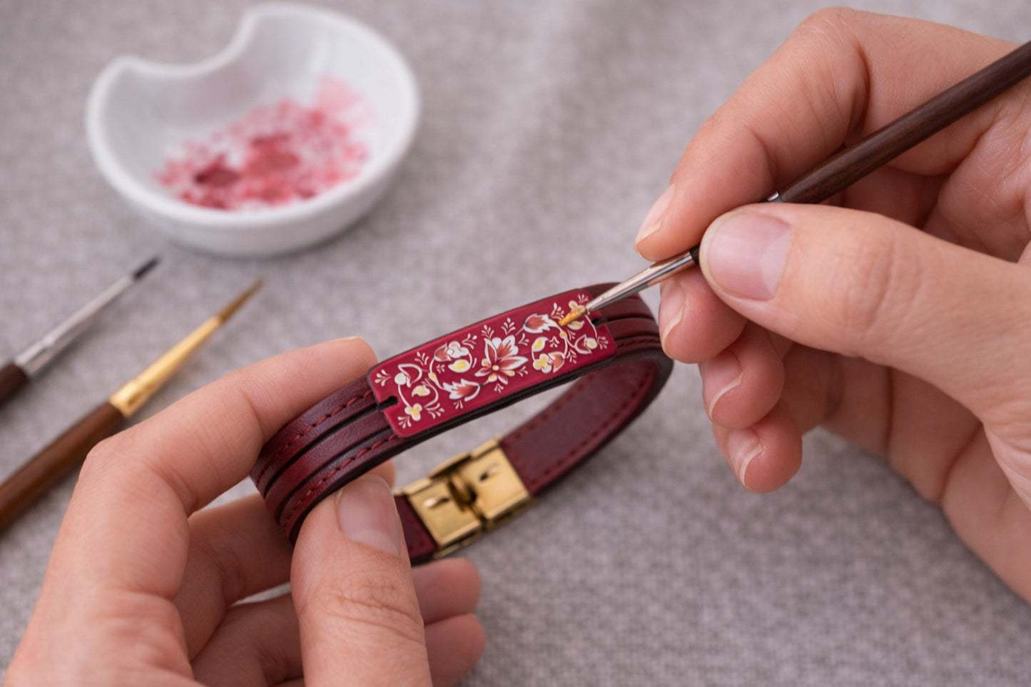 Minakari Leather Bracelet Design 1009