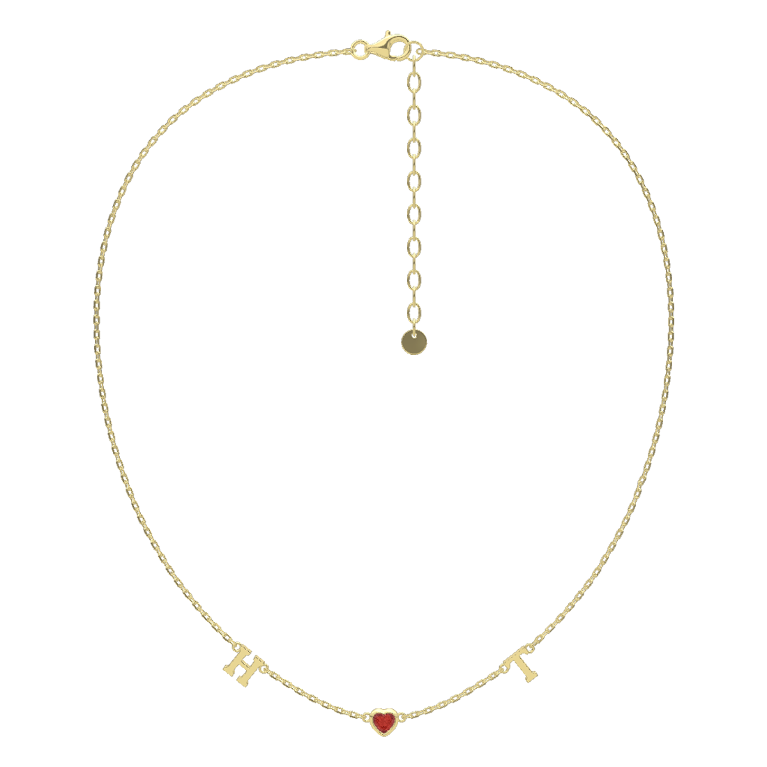 18K Gold Plated July HeartLink Birthstone Necklace SN022G