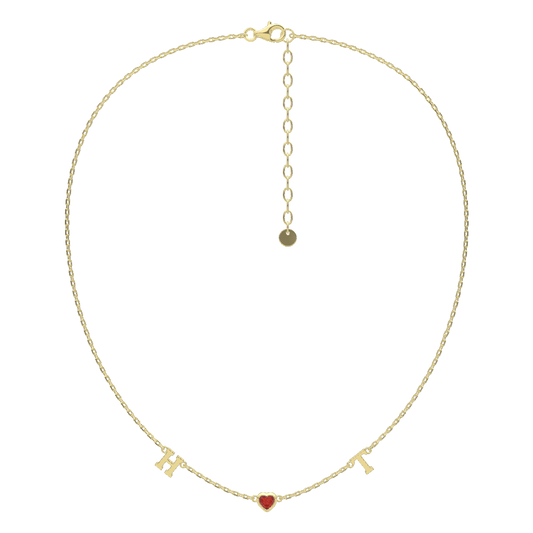 18K Gold Plated July HeartLink Birthstone Necklace SN022G
