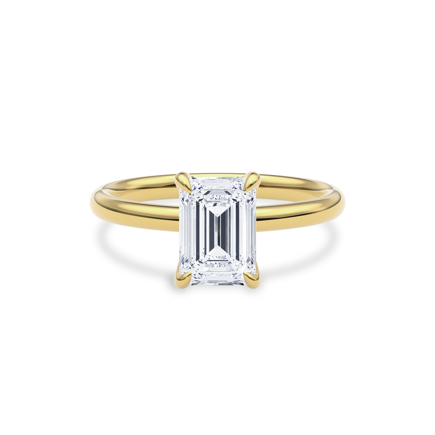 Dia Solitaire Engagement Ring Emerald•Yellow Gold