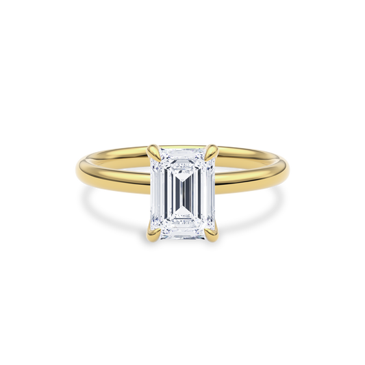 Dia Solitaire Engagement Ring Emerald•Yellow Gold