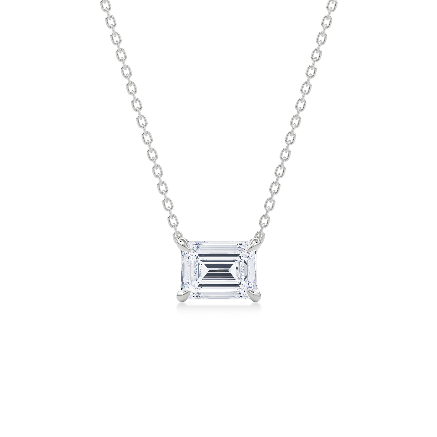 Dia Solitaire Necklace Emerald•White Gold