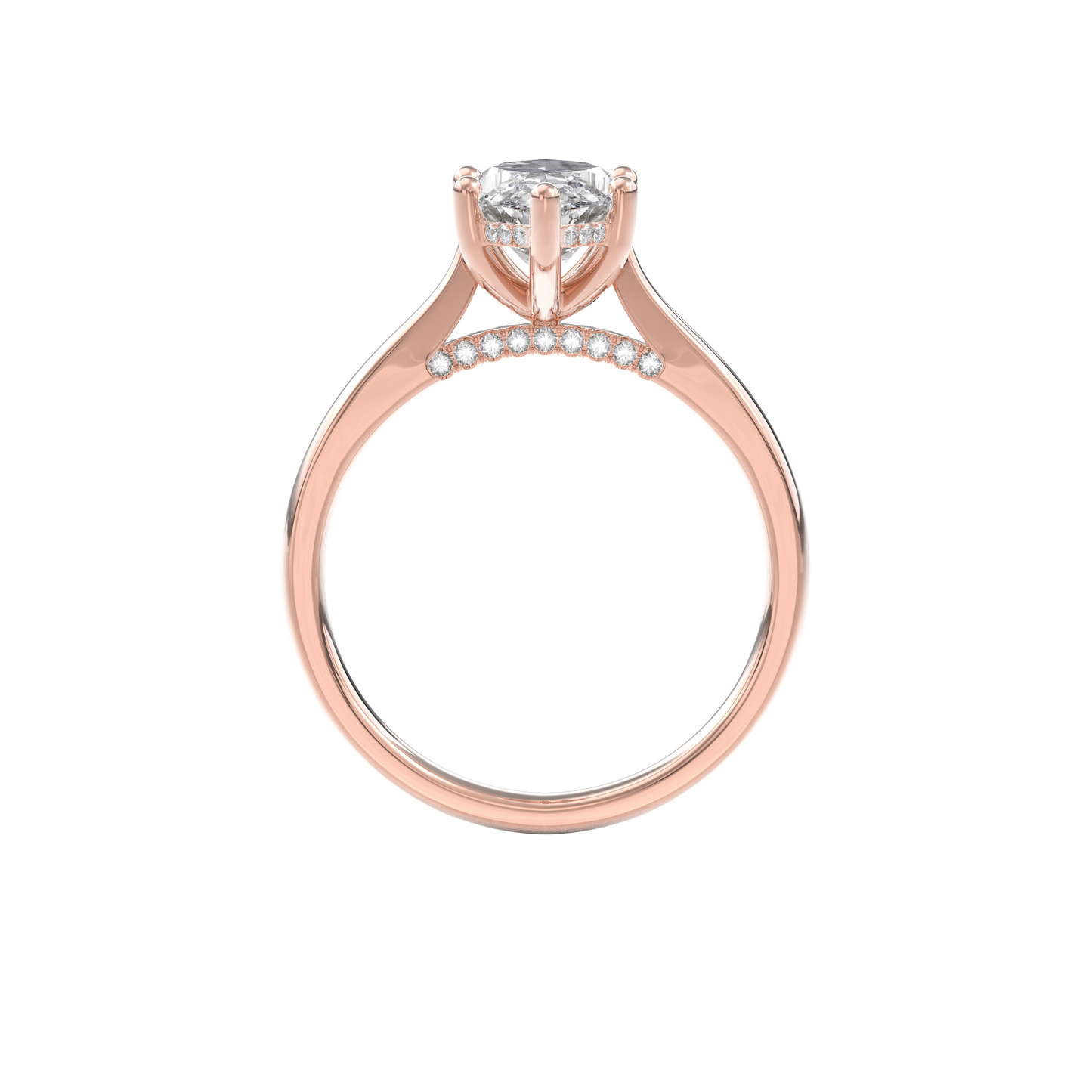 Elara Hidden Halo Salitaire Engagement Ring Marquise•Rose Gold