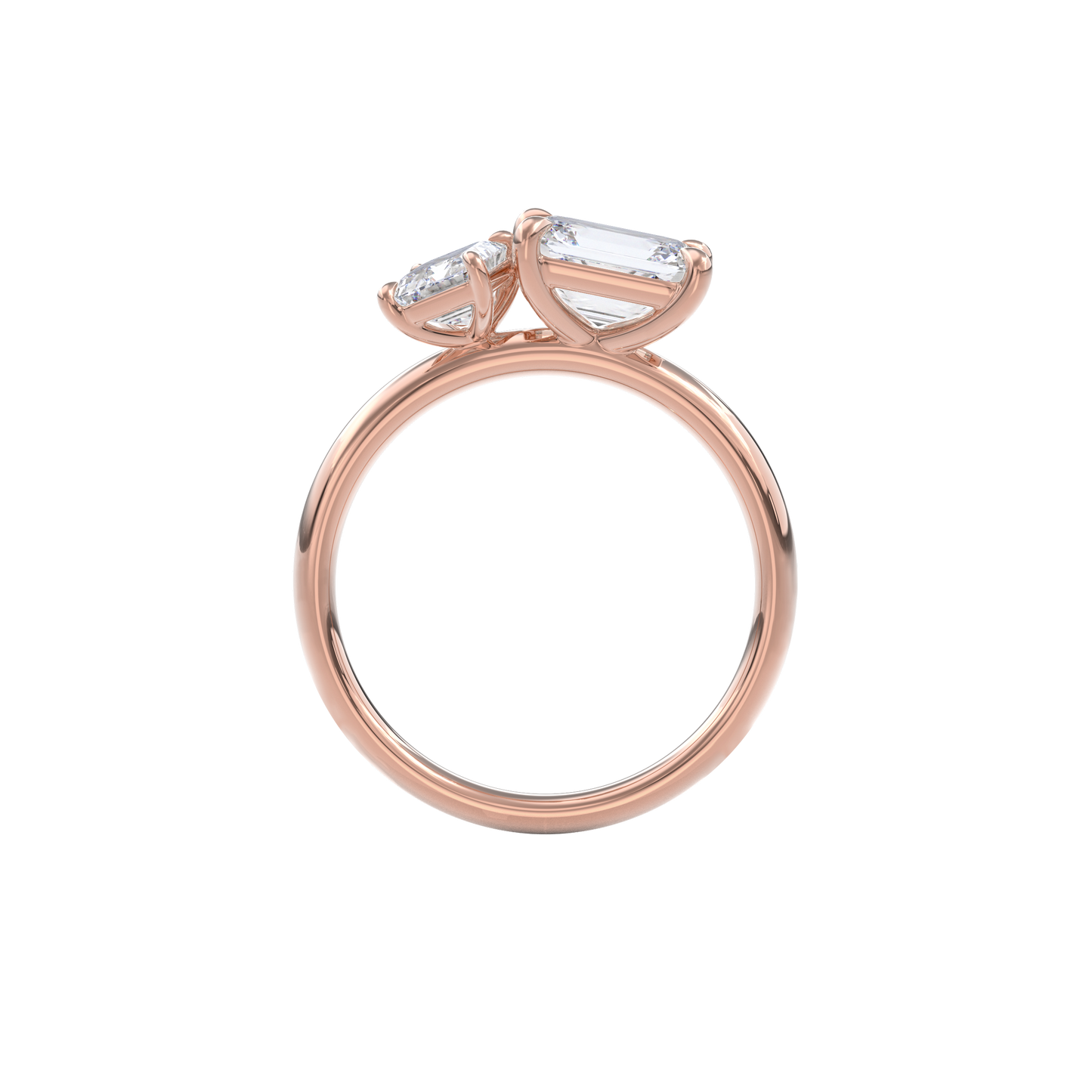Callisto Two Stones Engagement Ring Emerald•Rose Gold