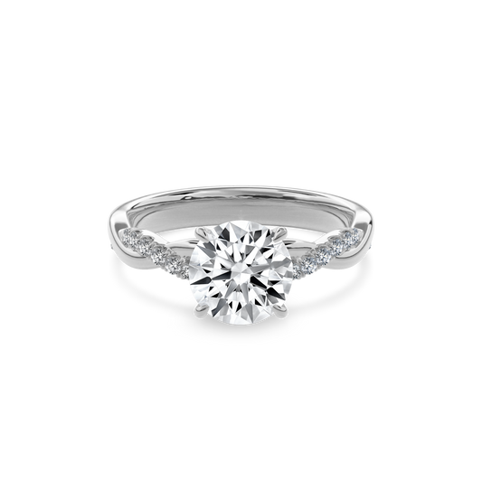 Rhea Twisted Pave Engagement Ring Round•White Gold
