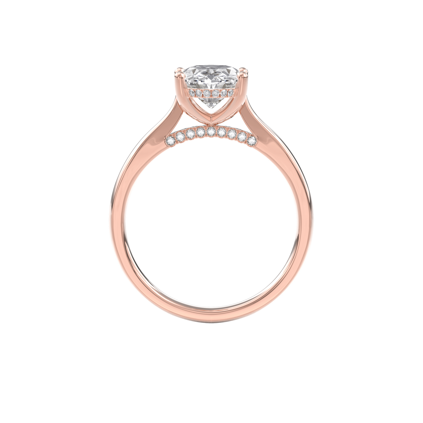 Elara Hidden Halo Salitaire Engagement Ring Oval•Rose Gold