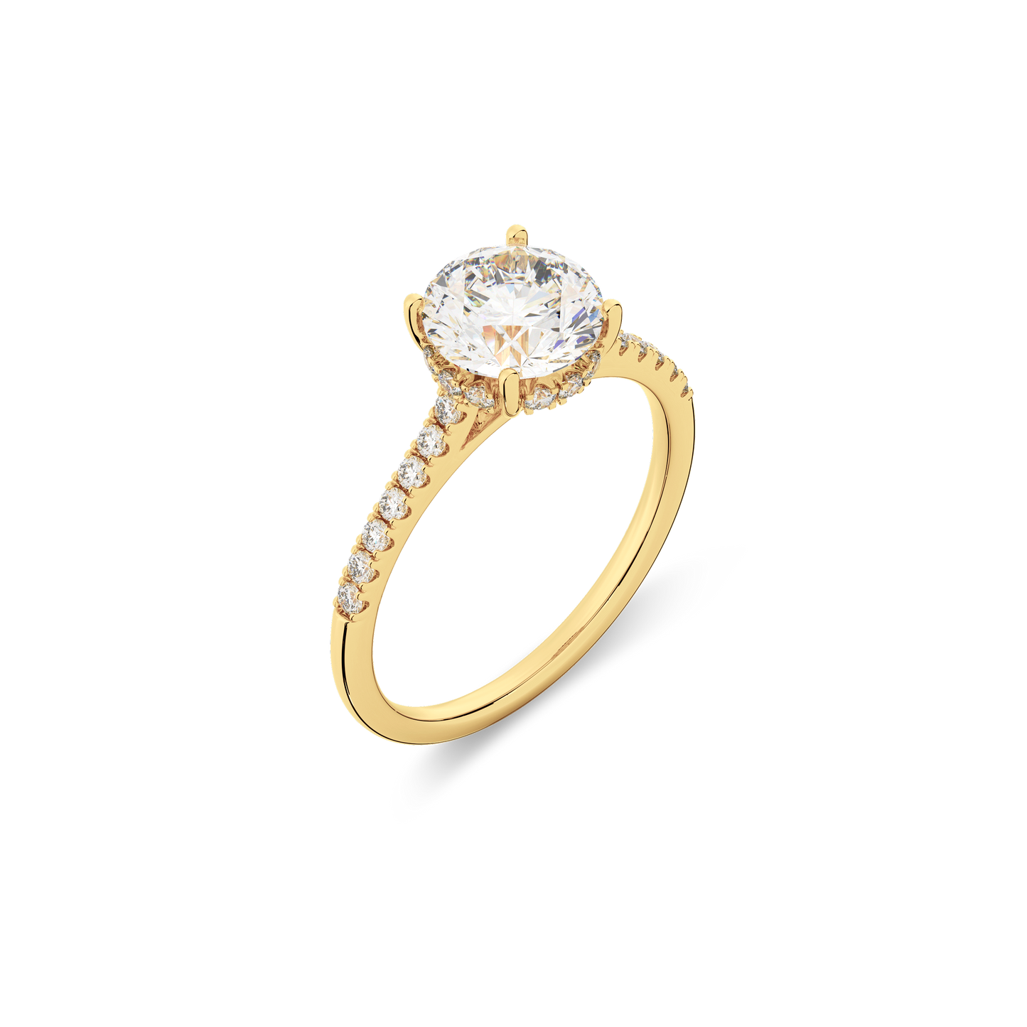 Hidden Halo II Round  Lab Grown Diamond Ring in 14K Gold
