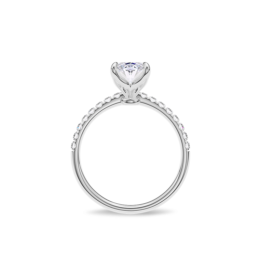 Dia Solitaire Pave Engagement Ring Oval•White Gold