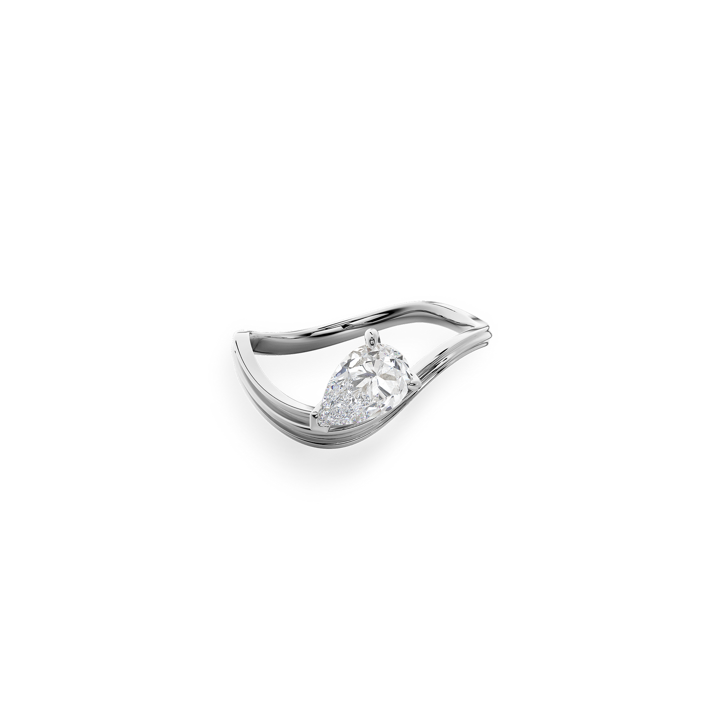 Pear  Luna Curve Ring in White Gold