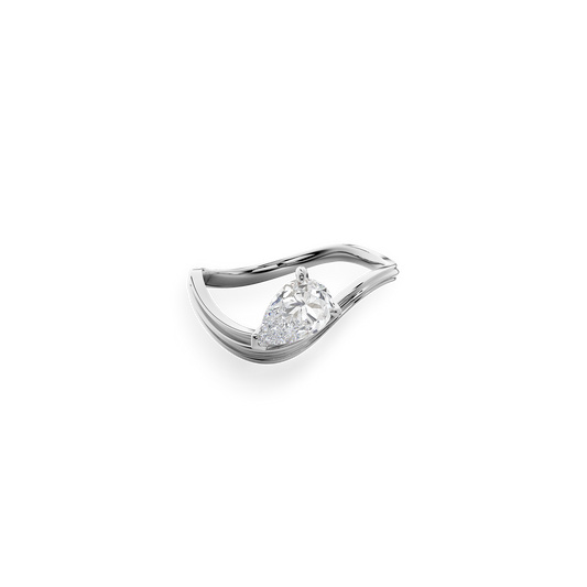 Pear  Luna Curve Ring in White Gold
