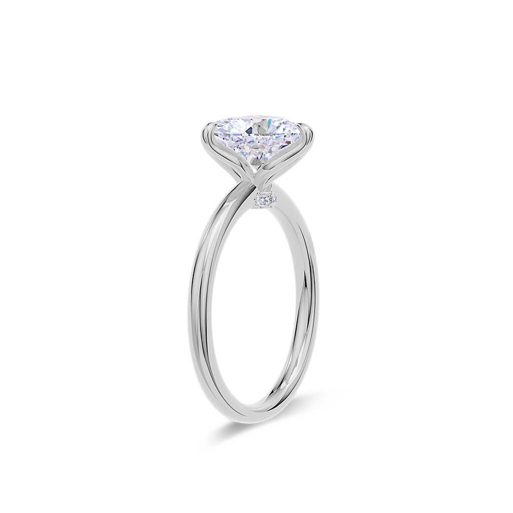 Dia Solitaire Pave Engagement Ring Heart•White Gold