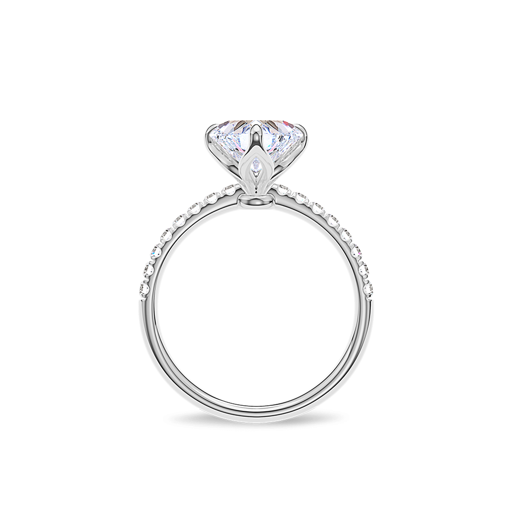 Dia Solitaire Pave Engagement Ring Heart•White Gold
