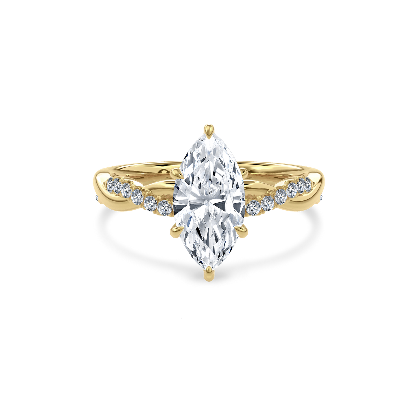 Rhea Twisted Pave Engagement Ring Marquise•Yellow Gold