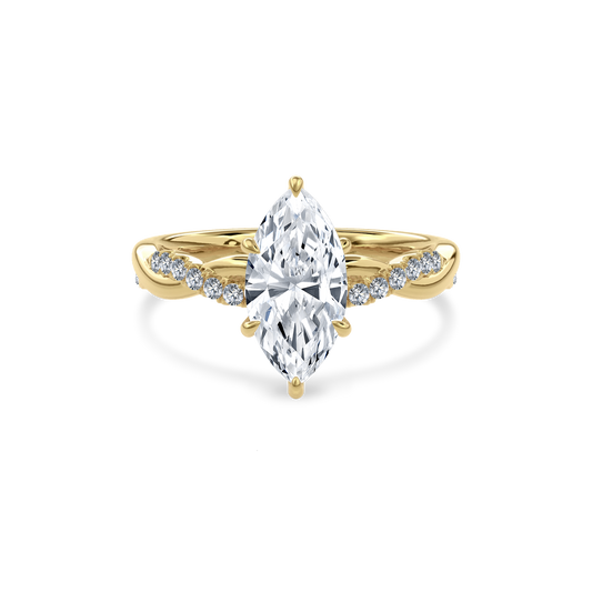 Rhea Twisted Pave Engagement Ring Marquise•Yellow Gold