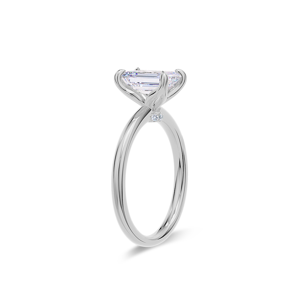 Dia Solitaire Engagement Ring Emerald•White Gold