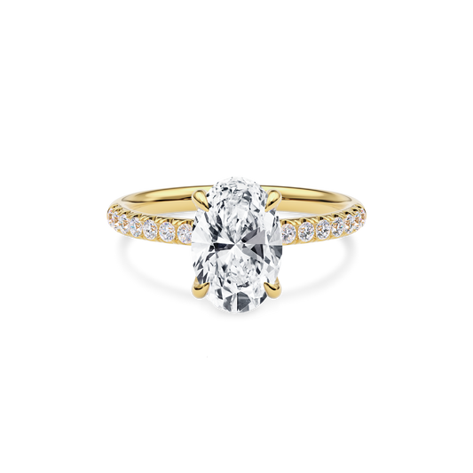Dia Solitaire Pave Engagement Ring Oval•Yellow Gold