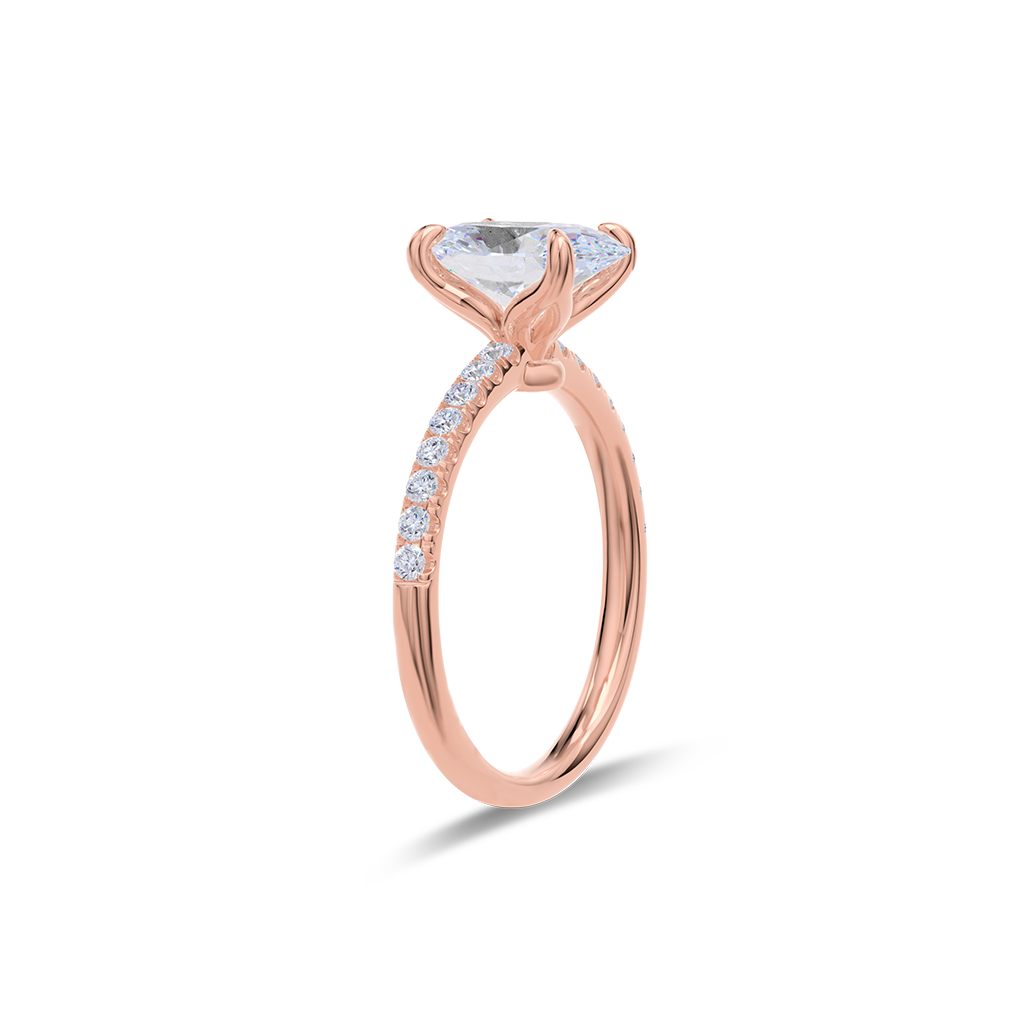 Dia Solitaire Pave Engagement Ring Oval•Rose Gold
