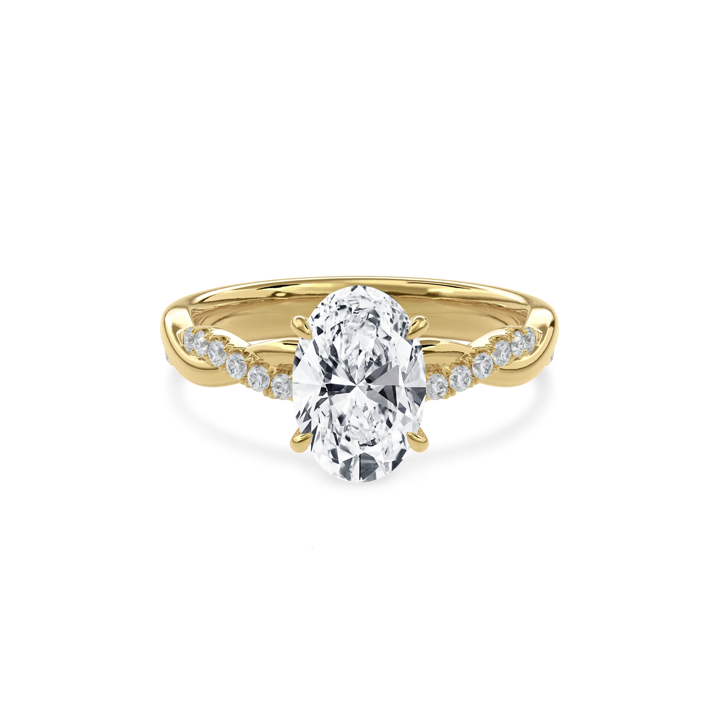 Rhea Twisted Pave Engagement Ring Oval•Yellow Gold