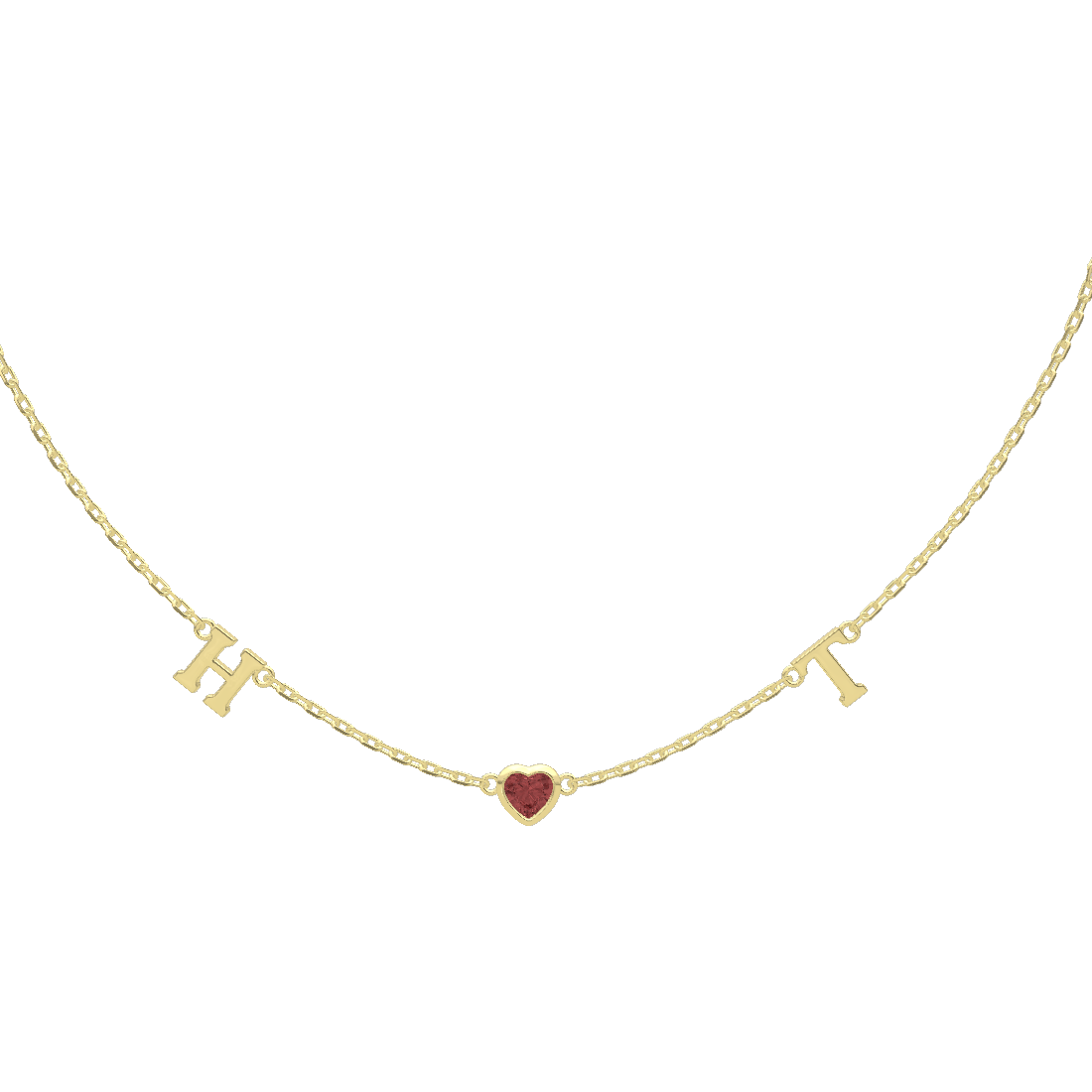 18K Gold Plated July HeartLink Birthstone Necklace SN022G