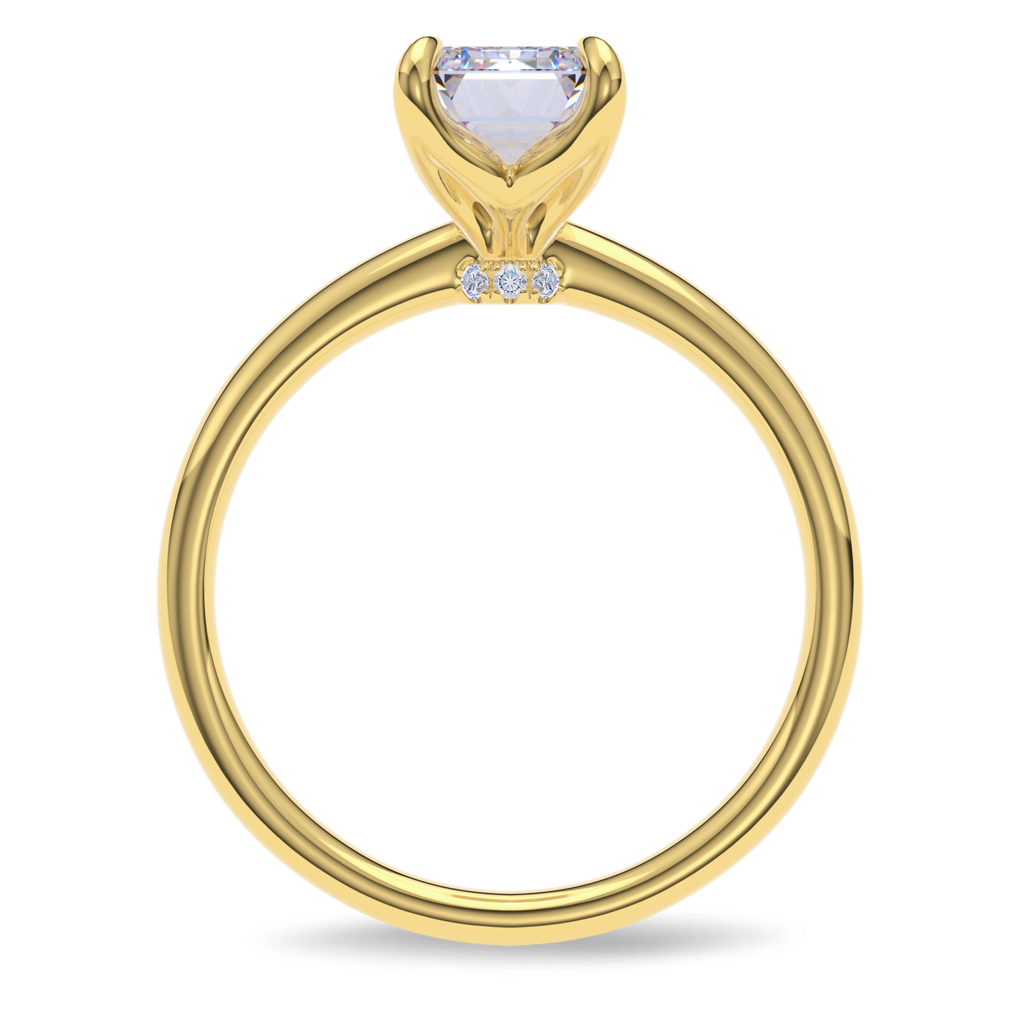 Dia Solitaire Engagement Ring Emerald•Yellow Gold