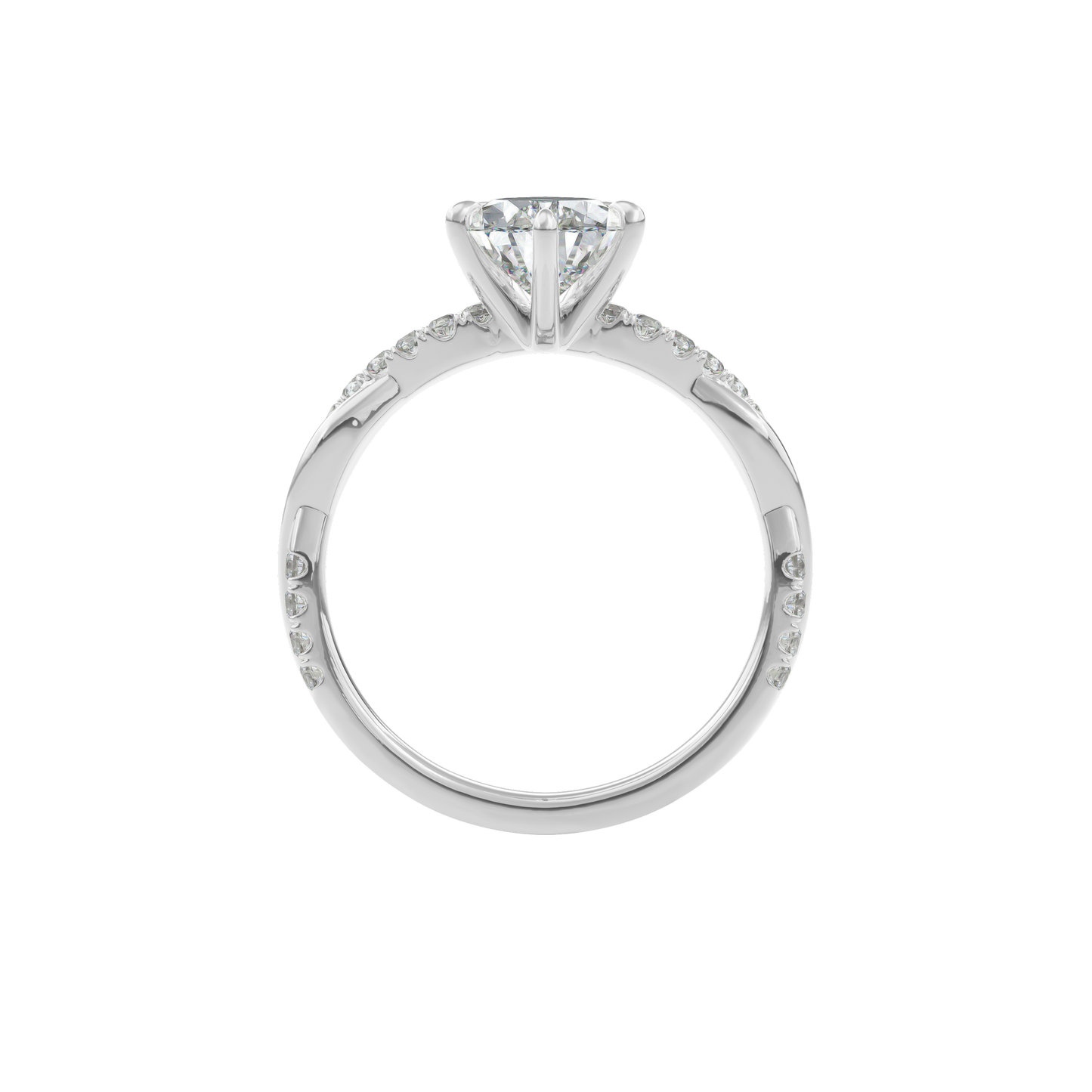 Rhea Twisted Pave Engagement Ring Marquise•White Gold