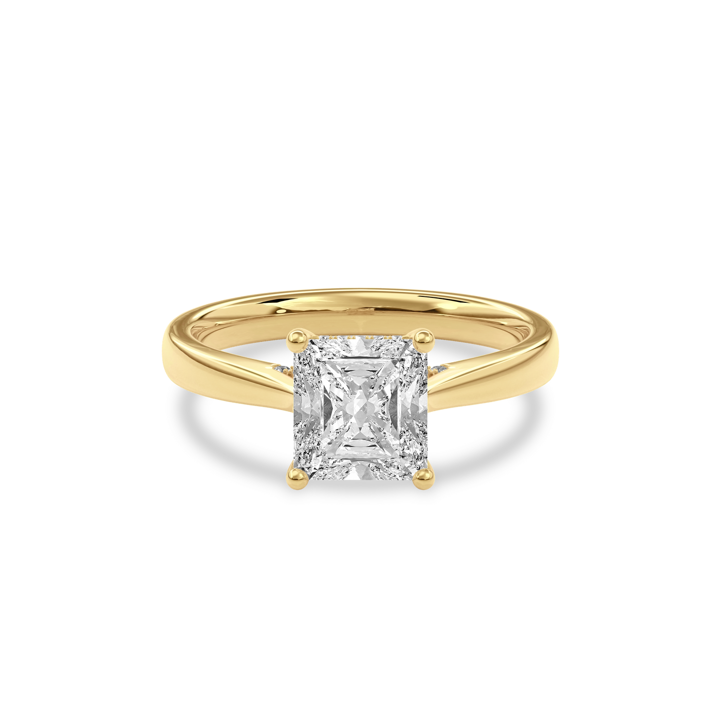 Elara Hidden Halo Salitaire Engagement Ring Radiant•Yellow Gold