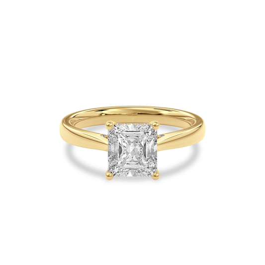 Elara Hidden Halo Salitaire Engagement Ring Radiant•Yellow Gold