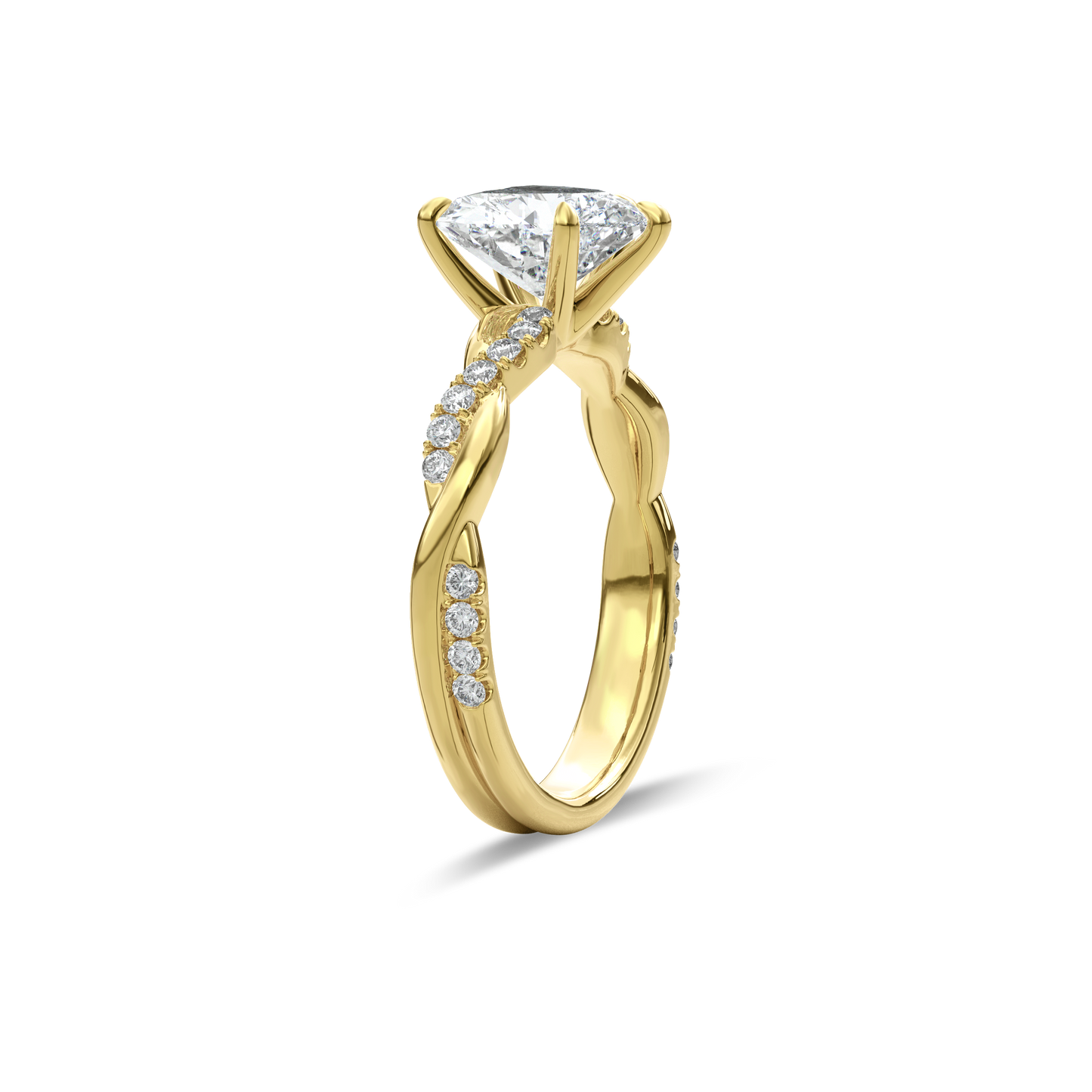 Rhea Twisted Pave Engagement Ring Heart•Yellow Gold