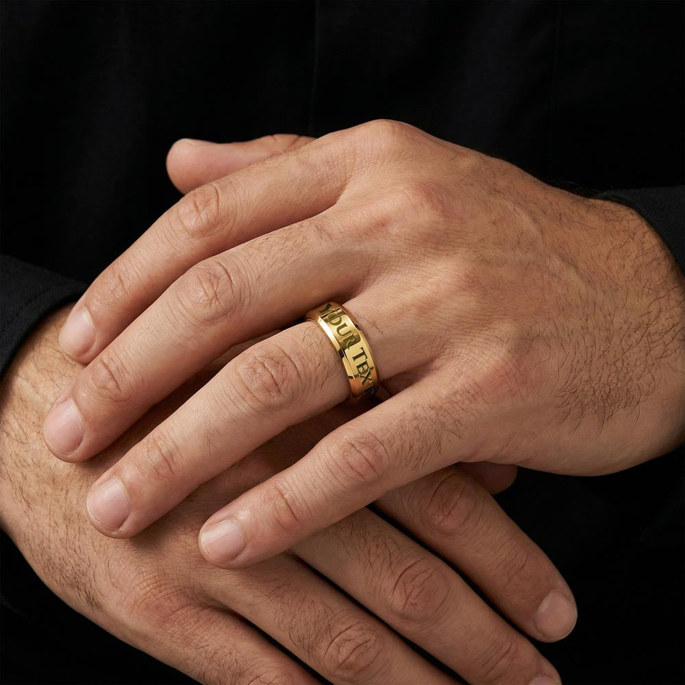 Personalized Engraved Men's Ring – Custom Promise Band for Him - goldenandvintage