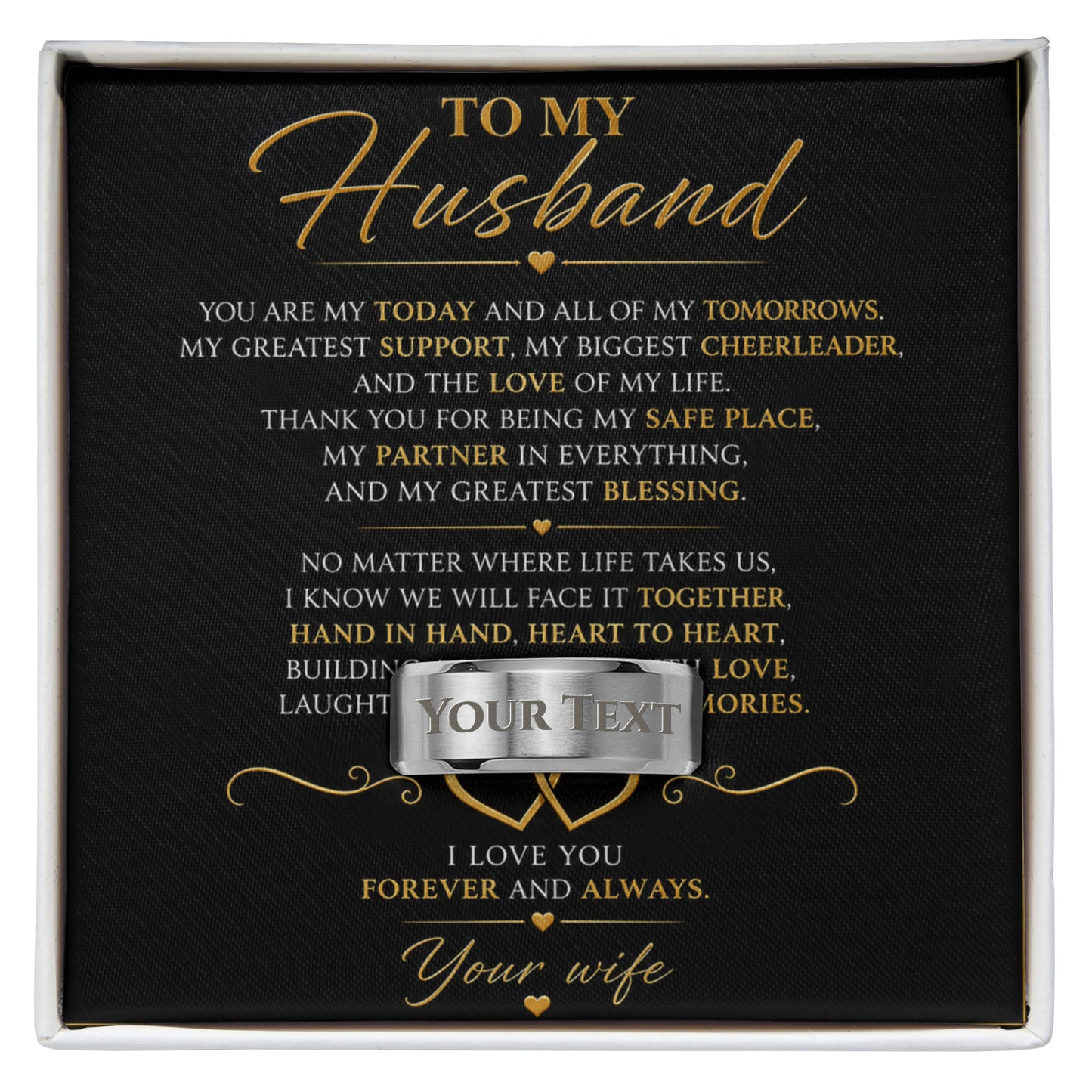 Engraved Men's Ring With Love You Message - goldenandvintage