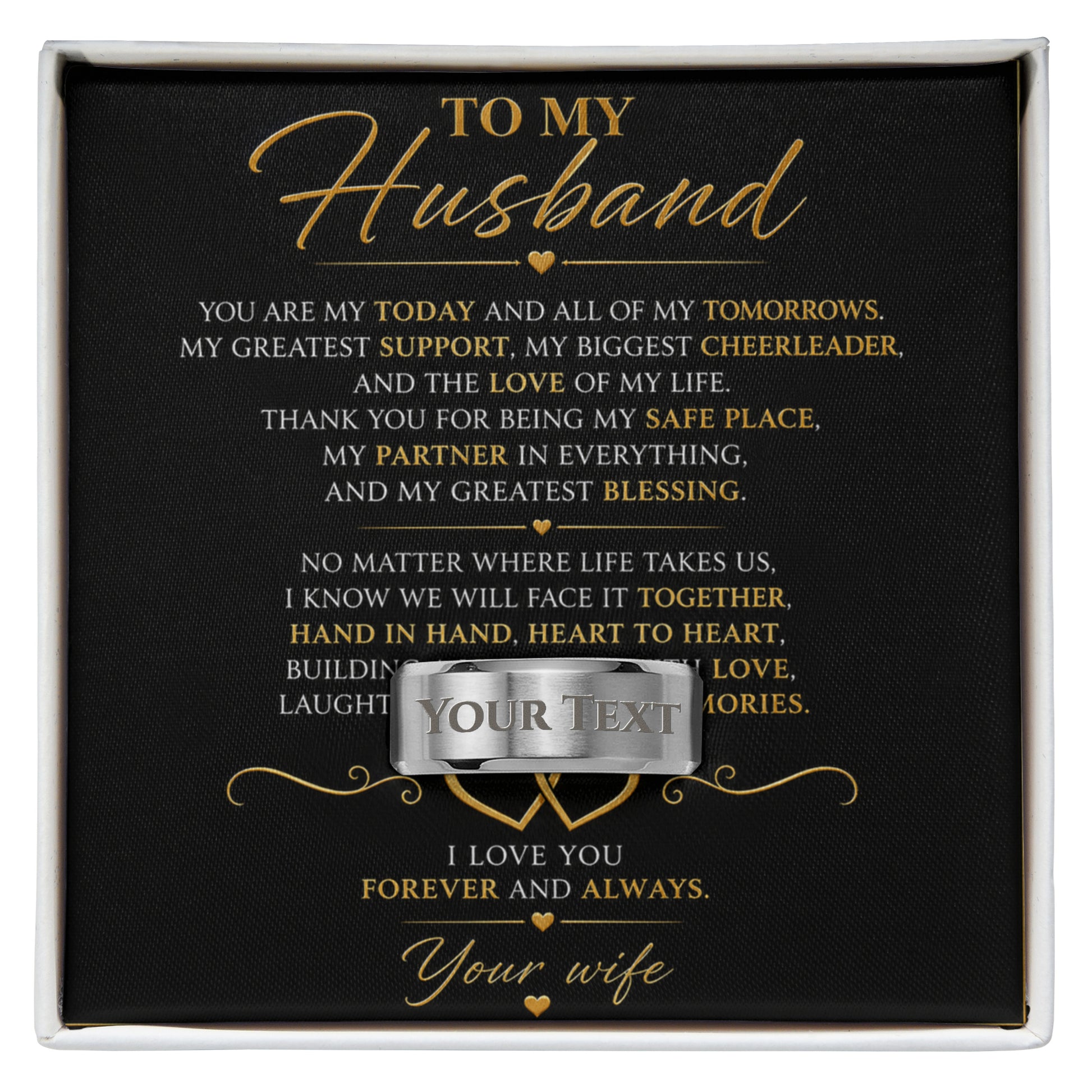 Engraved Men's Ring With Love You Message - goldenandvintage