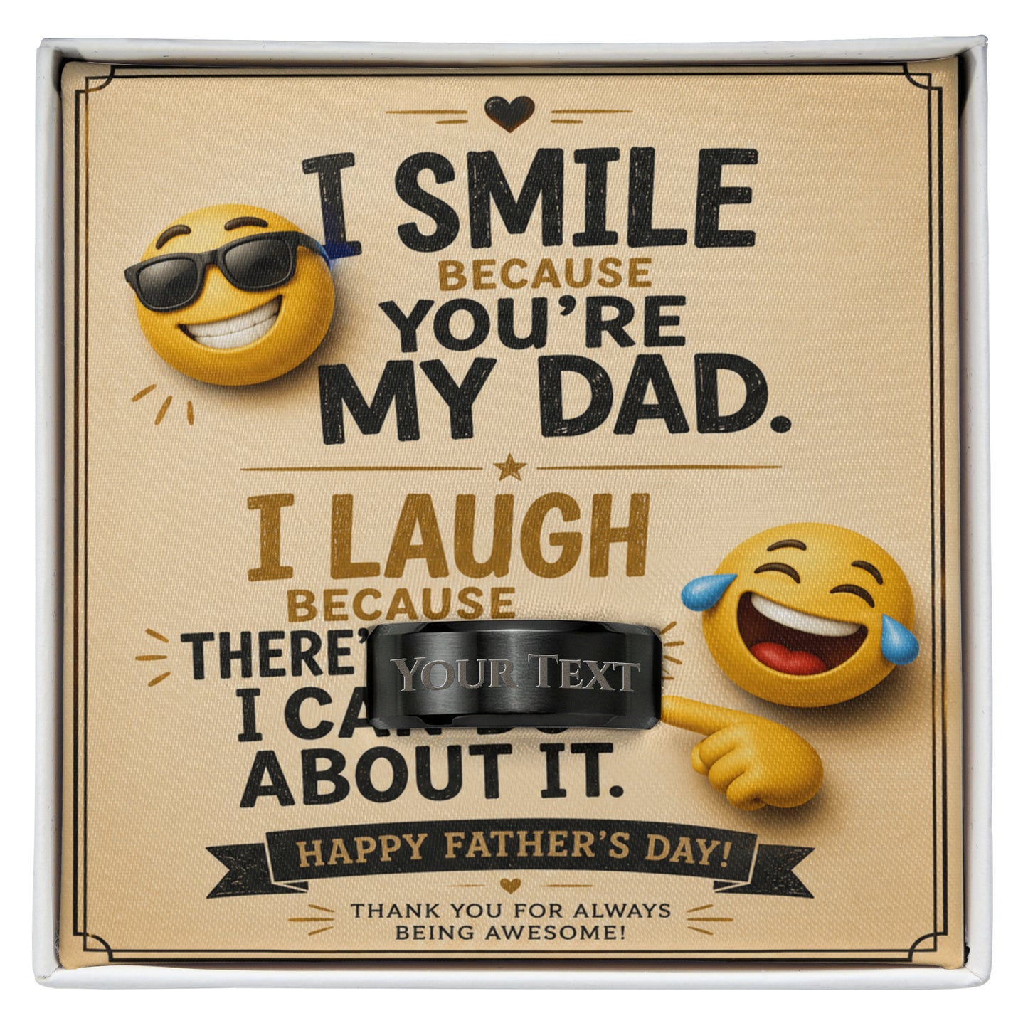 Funny Father's Day Engraved Ring – “I Smile Because You're My Dad” Gift - goldenandvintage
