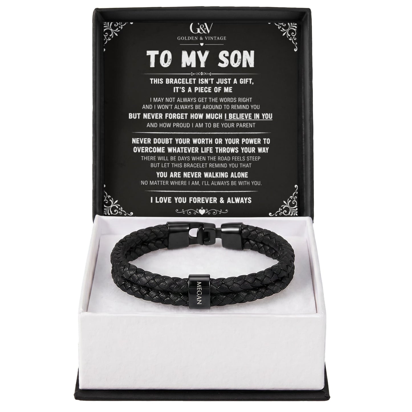 To My Son – Personalized Name Bracelet | Meaningful Gift for Son
