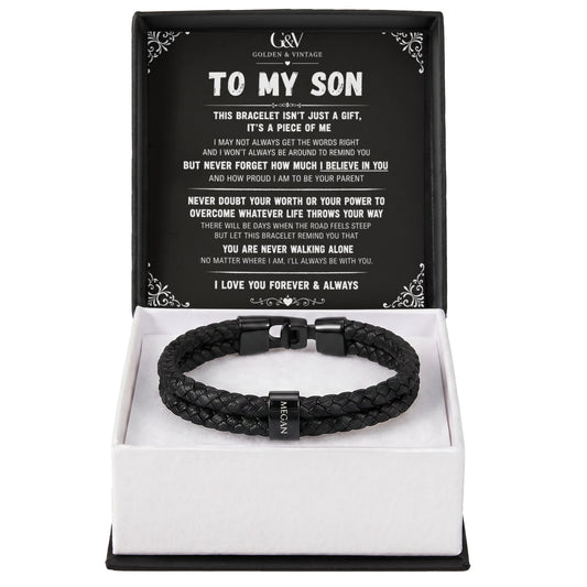 To My Son – Personalized Name Bracelet | Meaningful Gift for Son