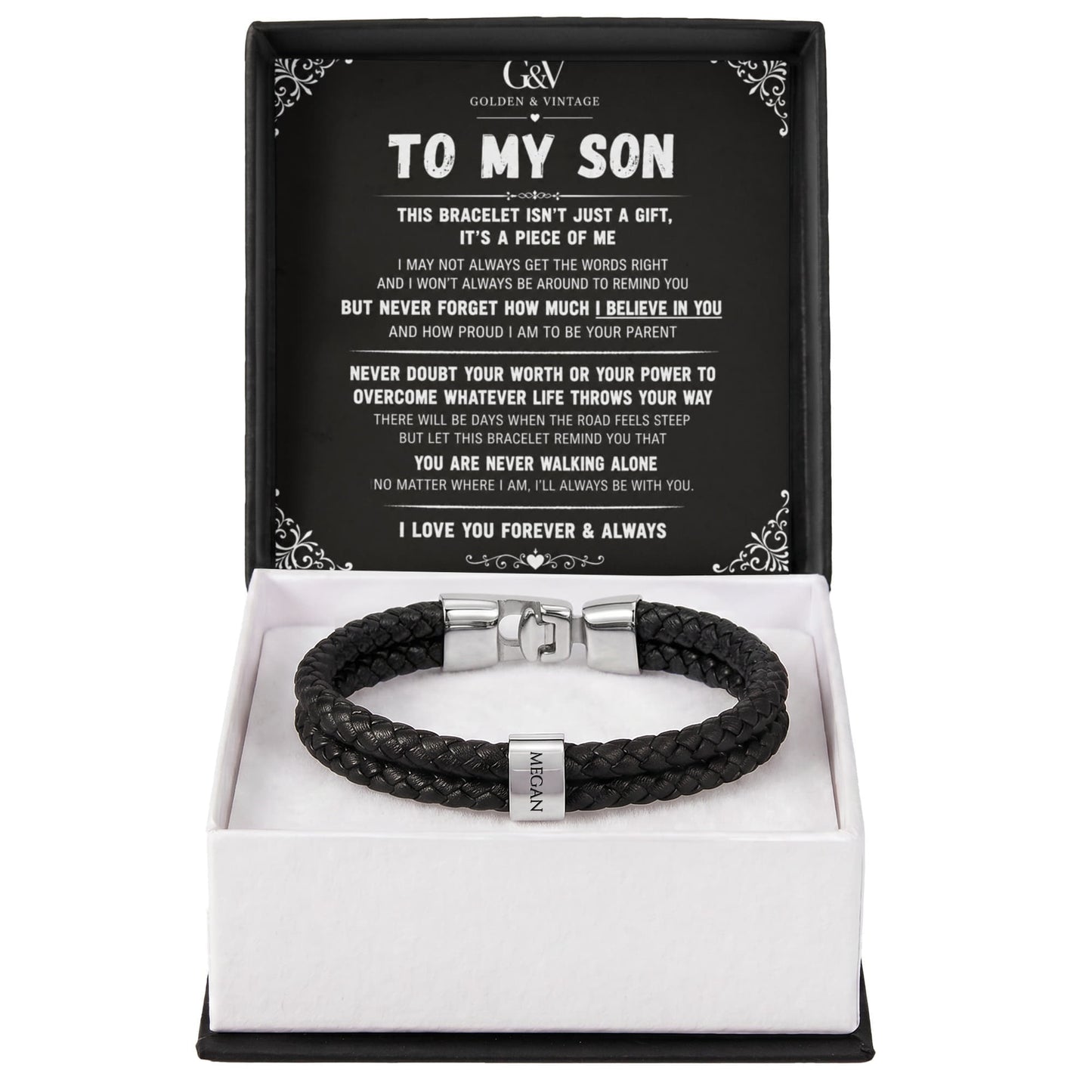To My Son – Personalized Name Bracelet | Meaningful Gift for Son