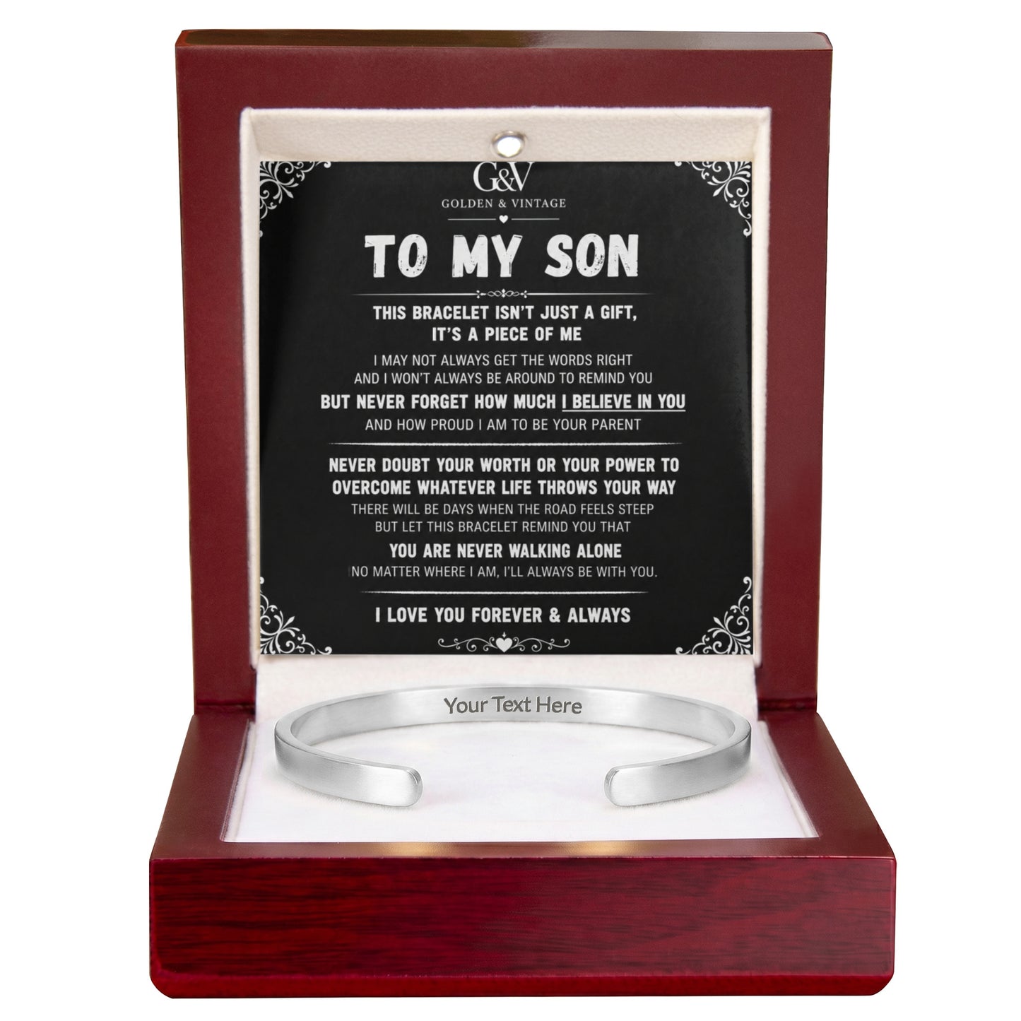 To My Son – Engraved Cuff Bracelet | Personalized Gift for Son
