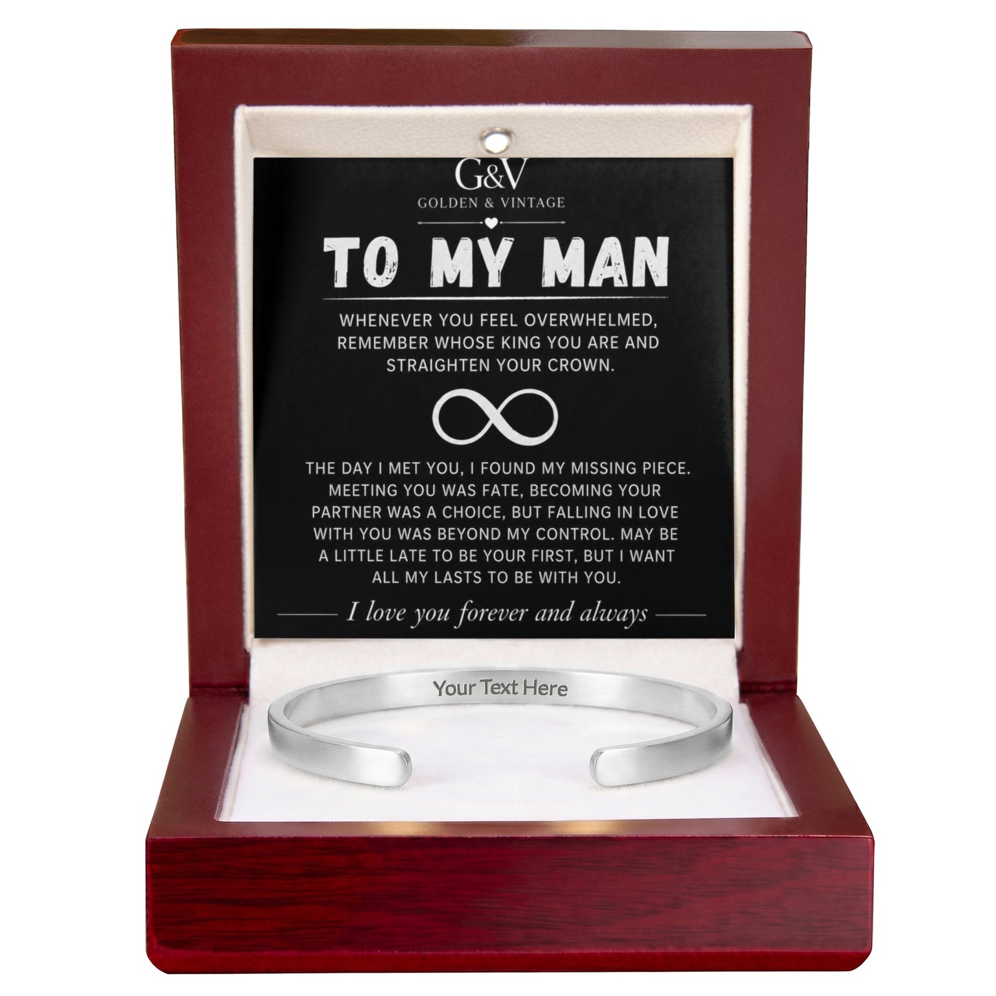 To My Man – Engraved Cuff Bracelet | Personalized Gift for Husband