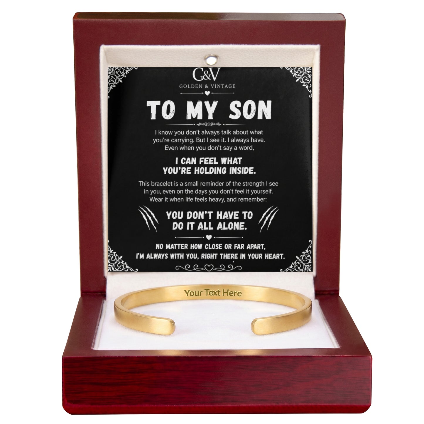 To My Son – Engraved Cuff Bracelet | Personalized Gift for Son