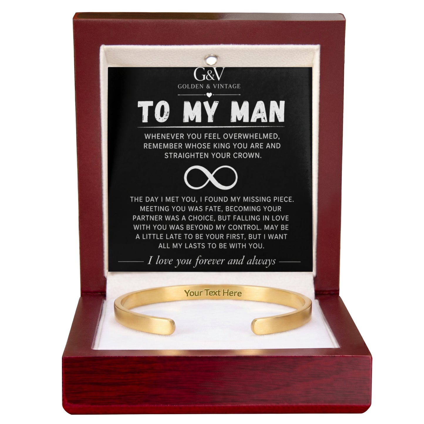 To My Man – Engraved Cuff Bracelet | Personalized Gift for Husband
