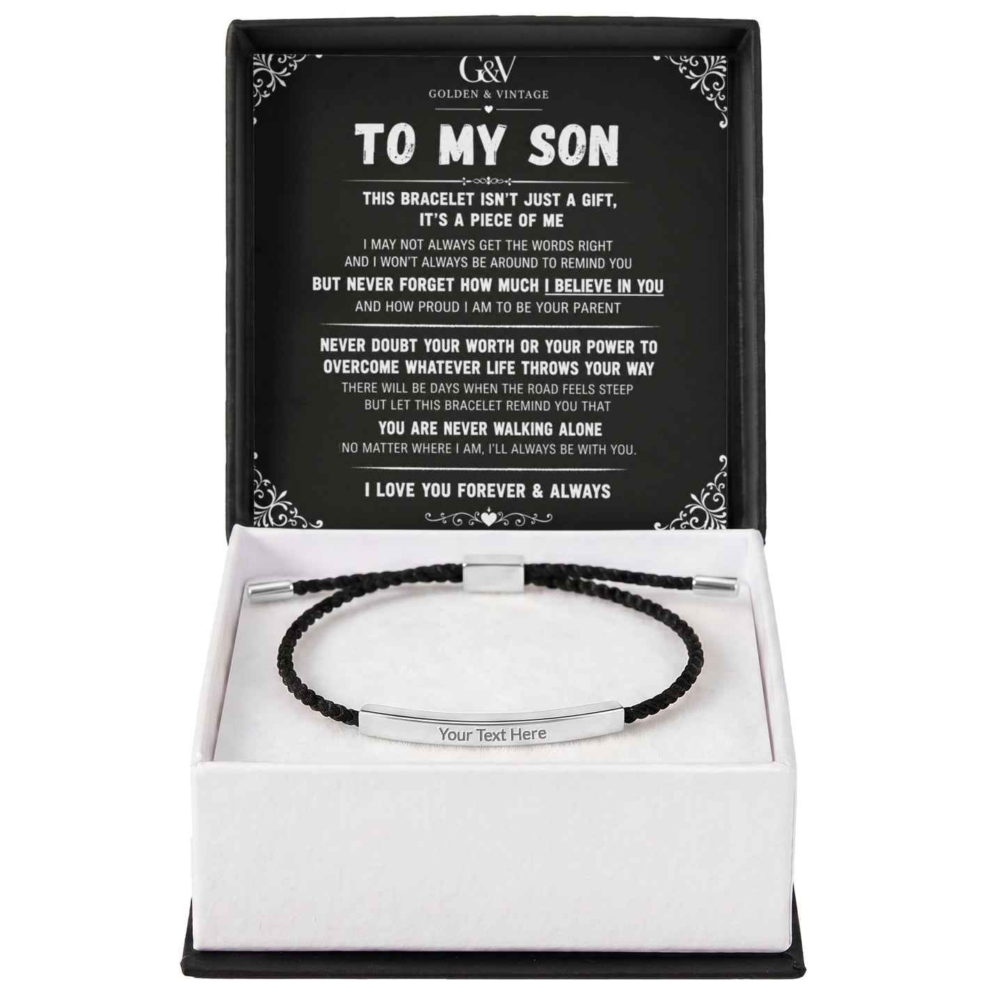 To My Son – Personalized Engraved  Bracelet | Meaningful Gift for Son